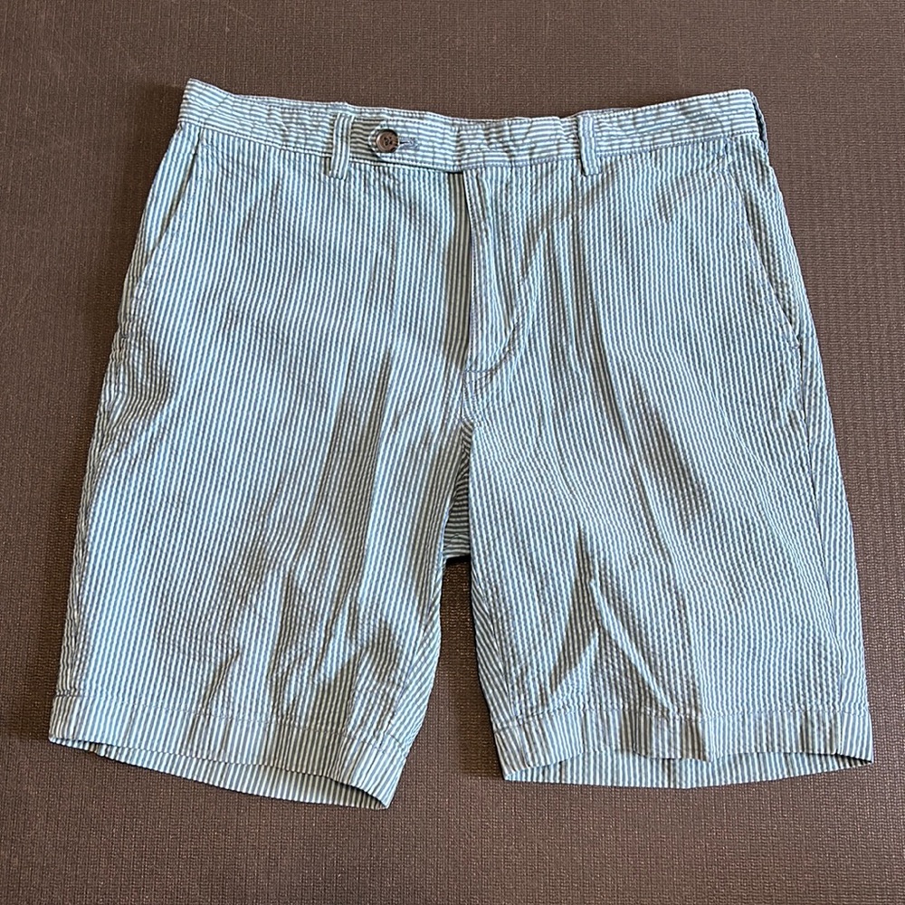Brooks Brothers men’s seersucker shorts 34W teal and blue